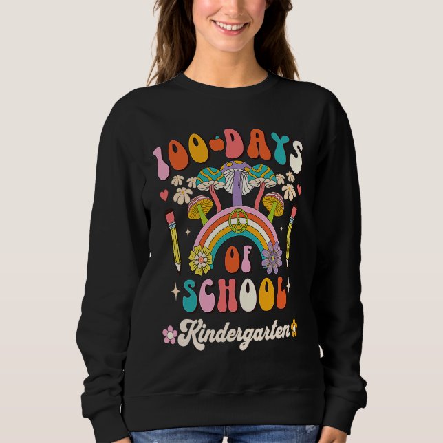 Happy 100th Day Of School Retro Groovy 100 Days Ki T Shirt (Framsida)