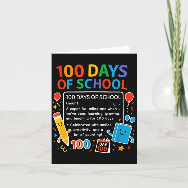 Happy 100th Day Of School Student Design, 100 Days Kort (Framsida)