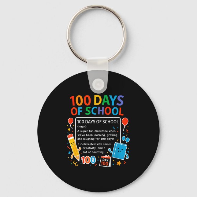 Happy 100th Day Of School Student Design, 100 Days Nyckelring (Framsida)