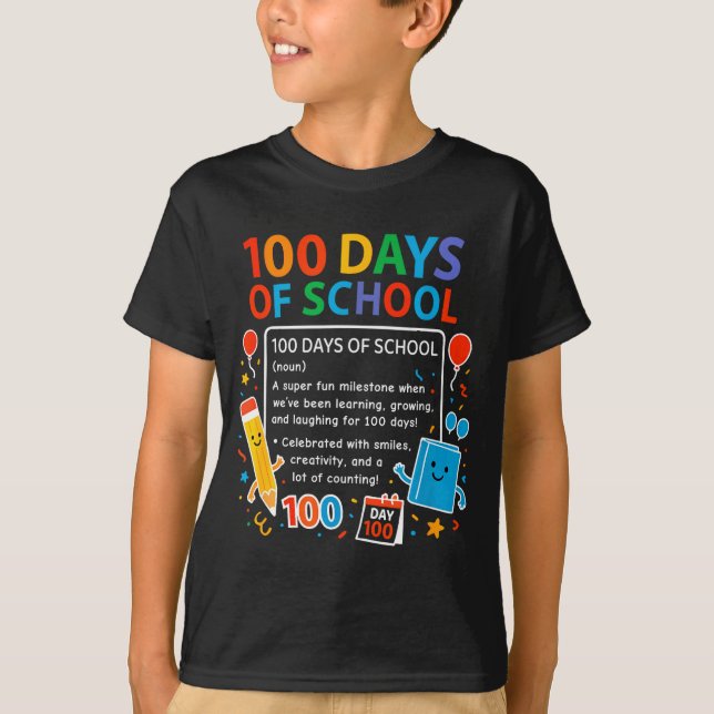 Happy 100th Day Of School Student Design, 100 Days T Shirt (Framsida)