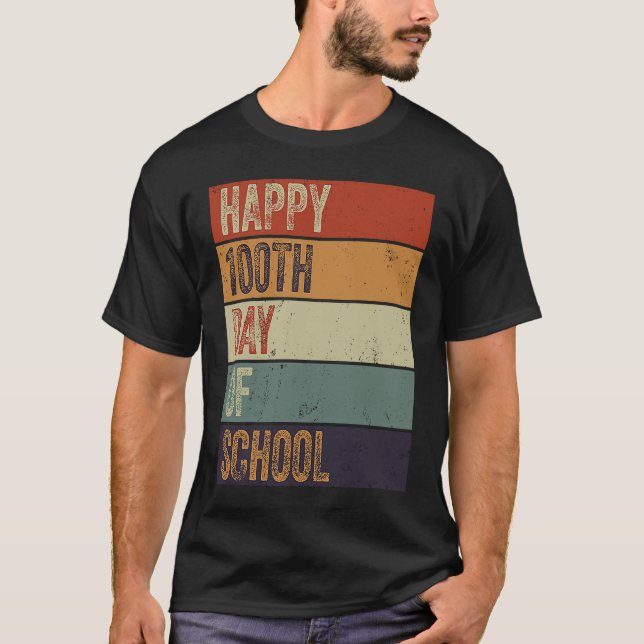 Happy 100th Day Of School Teacher 100 Days Retro V T Shirt (Framsida)