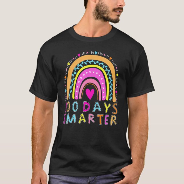 Happy 100th Day Of School Teacher 100 Days Smarter T Shirt (Framsida)