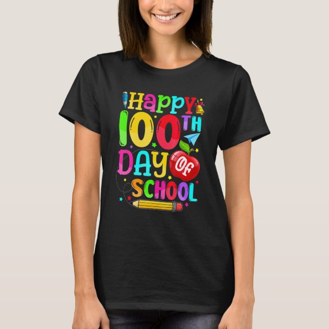 Happy 100th Day Of School Teacher Boy Girl 100 Day T Shirt (Framsida)