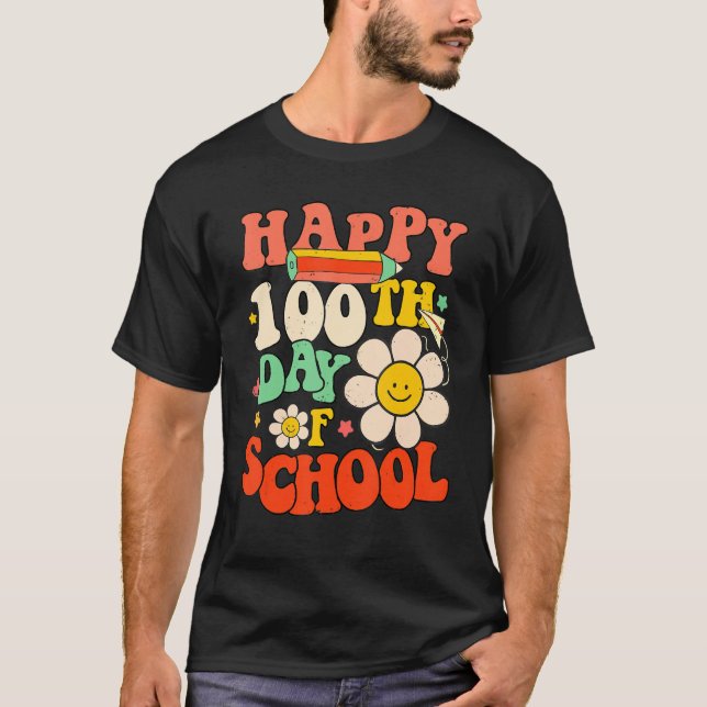 Happy 100th Day Of School Teacher Kids 100 Days Re T Shirt (Framsida)