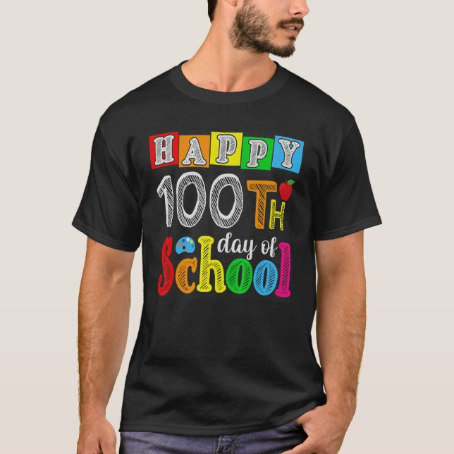 Happy 100th day of school teacher student 100 days t shirt (Framsida)