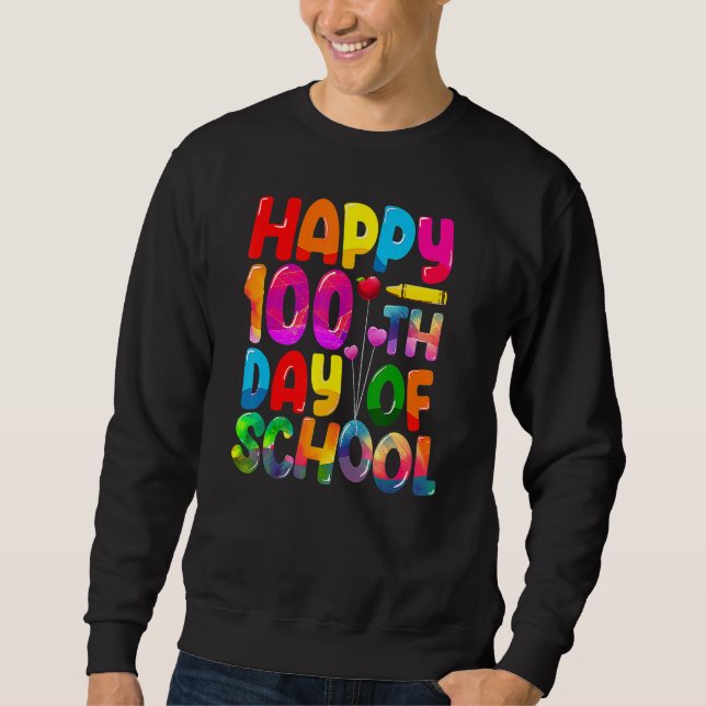 Happy 100th Day Of School Teachers Kids Child 100  Lång Ärmad Tröja (Framsida)