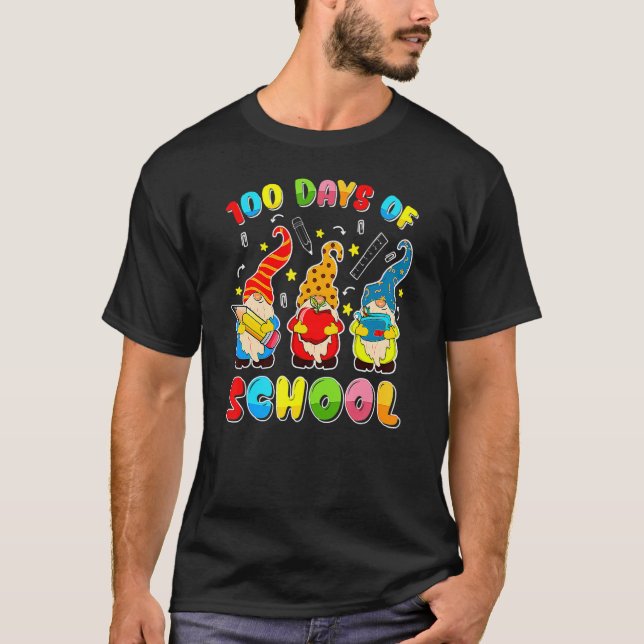 Happy 100th Day Of School Three Gnomes Virtual Tea T Shirt (Framsida)