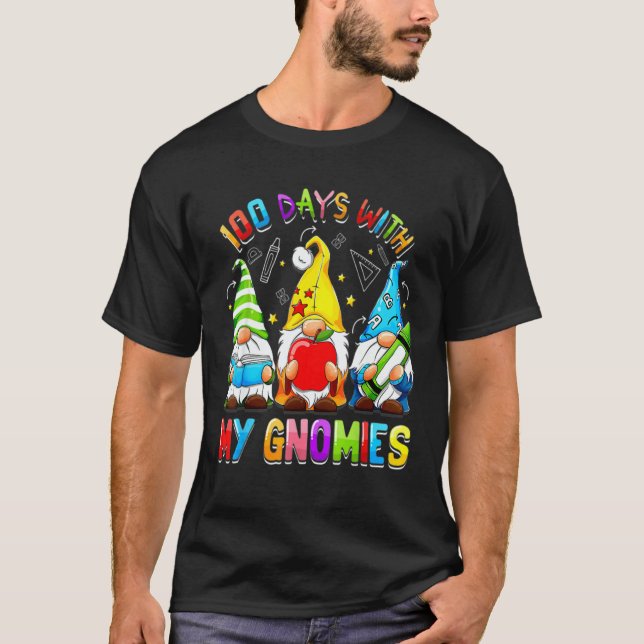 Happy 100th Day Of School Three Gnomes Virtual Tea T Shirt (Framsida)