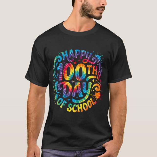 Happy 100th Day of School Tie Dye 100 Days Smarter T Shirt (Framsida)