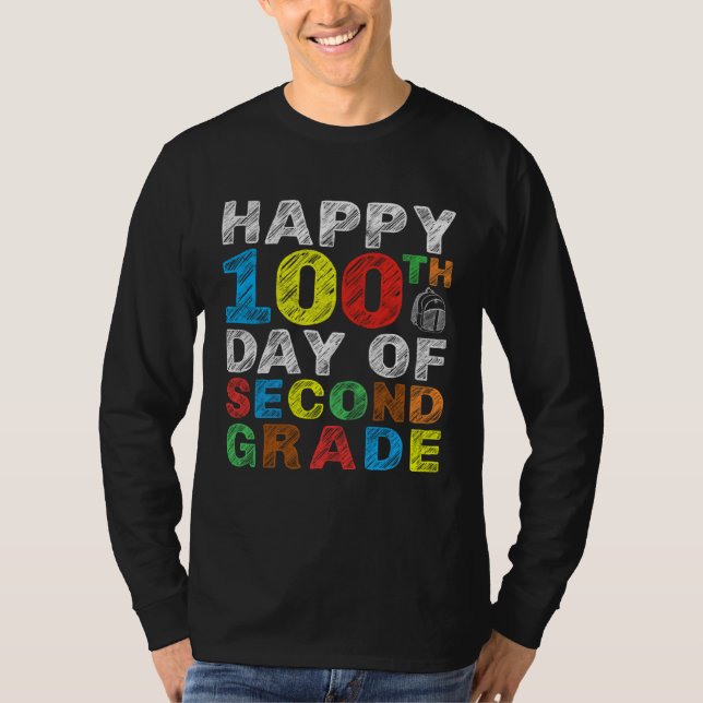 Happy 100th Day of Second Grade Gift 2nd Class Sch T Shirt (Framsida)