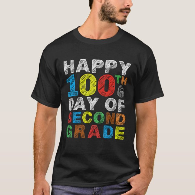 Happy 100th Day of Second Grade Gift 2nd Class Sch T Shirt (Framsida)