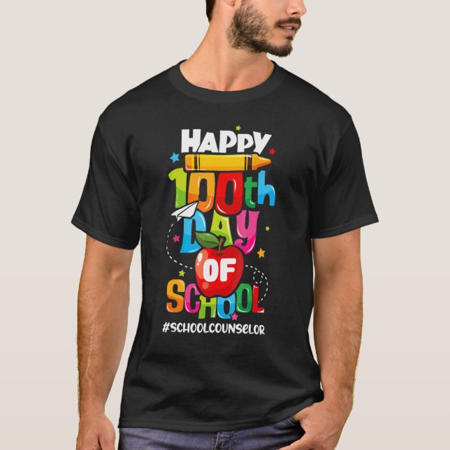 Happy 100th Days Of School School Counselor T Shirt (Framsida)
