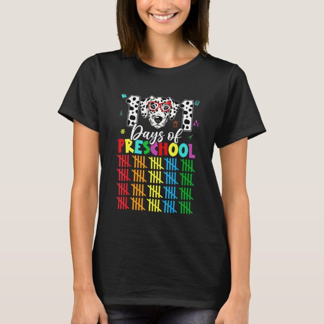 Happy 101 Days Preschool Cute Dog 100 Days Smarter T Shirt (Framsida)