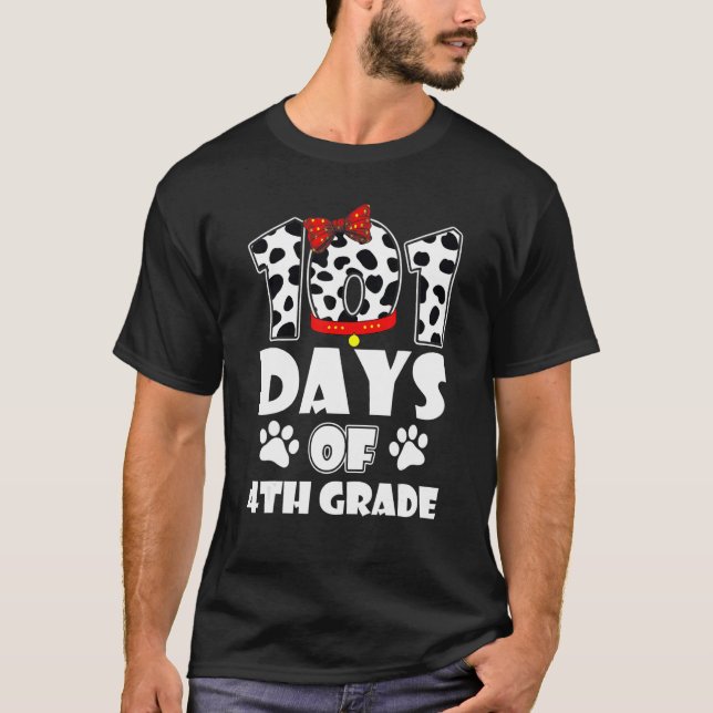 Happy 101 Days School 4th Grade Dog 100 Days Smart T Shirt (Framsida)