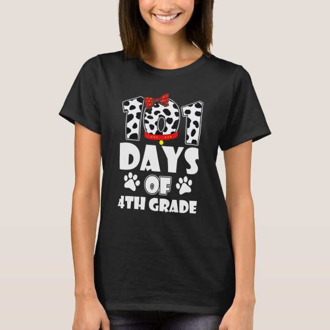 Happy 101 Days School 4th Grade Dog 100 Days Smart T Shirt (Framsida)