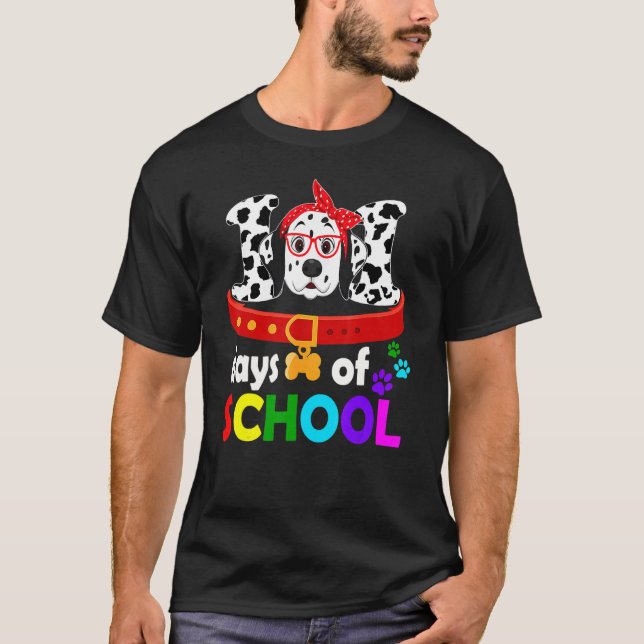 Happy 101 Days School Cute Dog 100 Days Smarter St T Shirt (Framsida)