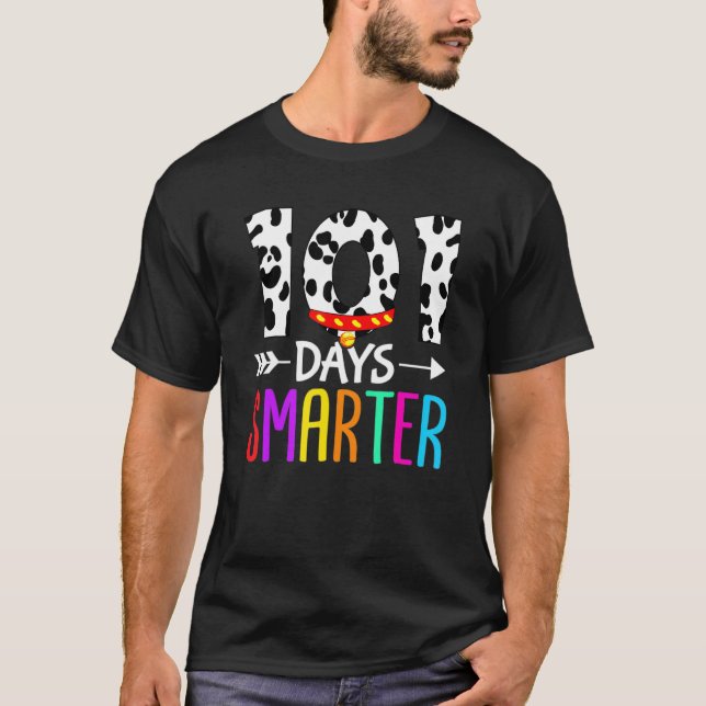 Happy 101 Days School Cute Dog 100 Days Smarter St T Shirt (Framsida)