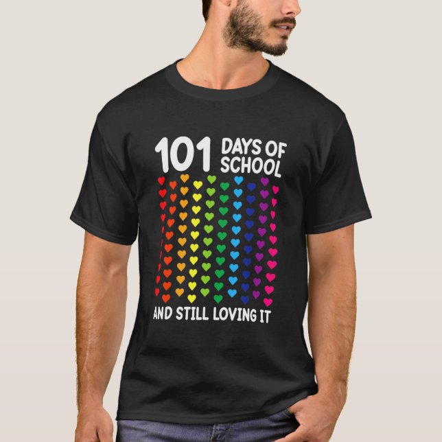 Happy 101 Days School Cute Dog 100 Days Smarter St T Shirt (Framsida)