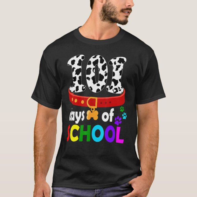 Happy 101 Days School Cute Dog 100 Days Smarter St T Shirt (Framsida)