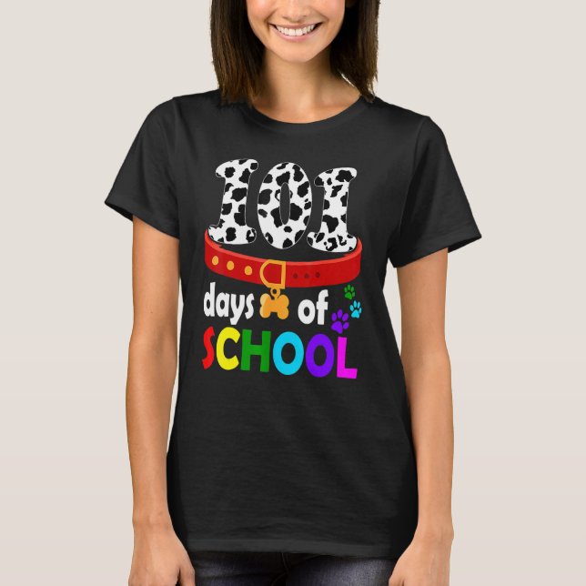 Happy 101 Days School Cute Dog 100 Days Smarter St T Shirt (Framsida)