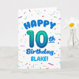 Happy 10th Birthday Card with Custom Name Kort