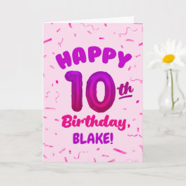 Happy 10th Birthday Card with Custom Name Kort