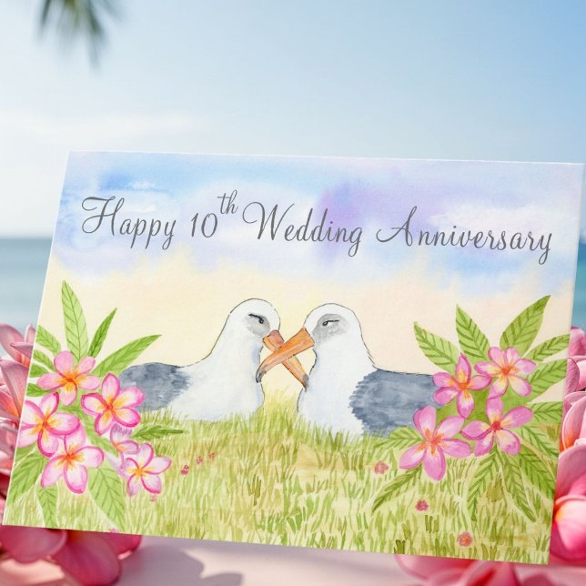 Happy 10th Wedding Anniversary Laysan Albatross Kort (Skapare uppladdad)