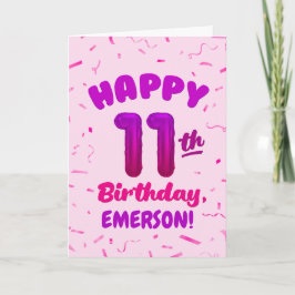 Happy 11th Birthday Card with Custom Name Kort