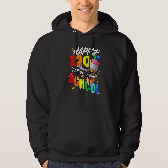 Happy 120th Day of School Teacher Dabbing 120 Days Hoodie (Framsida)