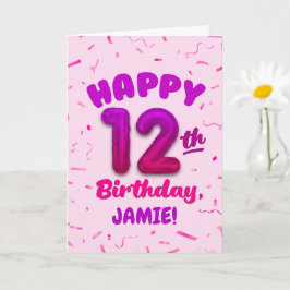 Happy 12th Birthday Card with Custom Name Kort