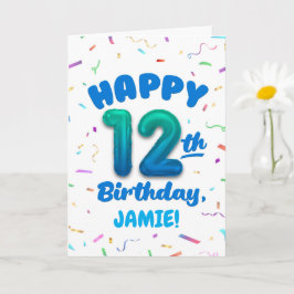 Happy 12th Birthday Card with Custom Name Kort