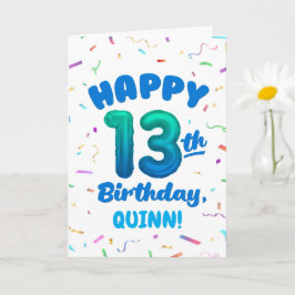 Happy 13th Birthday Card with Custom Name Kort