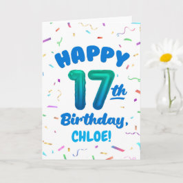 Happy 17th Birthday Card with Custom Name Kort