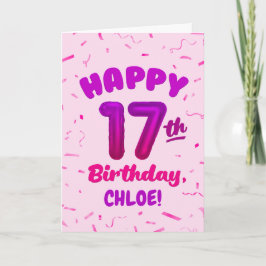 Happy 17th Birthday Card with Custom Name Kort