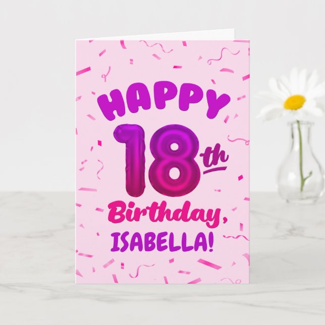 Happy 18th Birthday Card with Custom Name Kort (Liten växt)