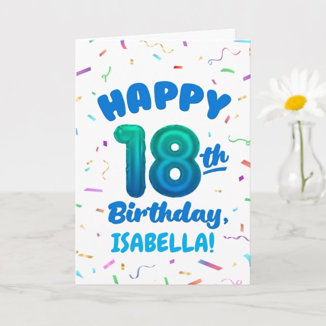 Happy 18th Birthday Card with Custom Name Kort (Liten växt)