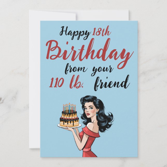 Happy 18th Birthday from Your 110 lb Friend Funny Inbjudningar (Framsida)