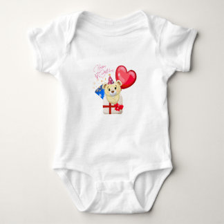 Happy 1st Birthday Bear  baby Bodysuit  T Shirt