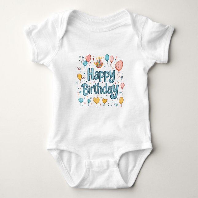 Happy 1st Birthday – Cute balloon T Shirt (Framsida)