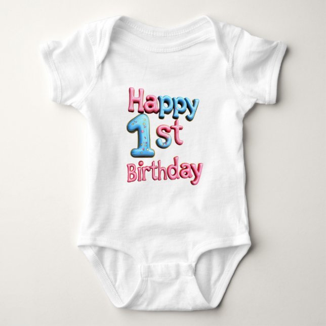 Happy 1st Birthday - Happy 1st Birthday Greeting  T Shirt (Framsida)