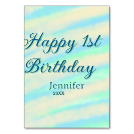 Happy 1st birthday kids baby blue green pastel ret bordsnummer