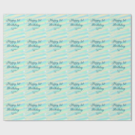 Happy 1st birthday kids baby blue green pastel ret presentpapper