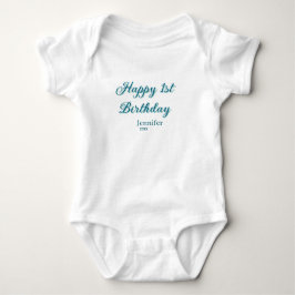 Happy 1st birthday kids baby blue green pastel ret t shirt
