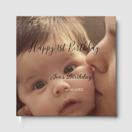 Happy 1st birthday name photo date stylish calligr gästböcker