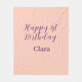 Happy 1st birthday orange purple boho retro name  fleecefilt