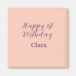 Happy 1st birthday orange purple boho retro name  magnet