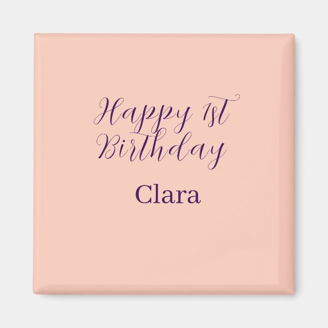 Happy 1st birthday orange purple boho retro name  magnet (Framsidan)