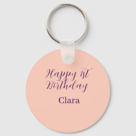 Happy 1st birthday orange purple boho retro name  nyckelring