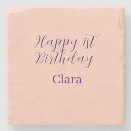 Happy 1st birthday orange purple boho retro name  stenunderlägg