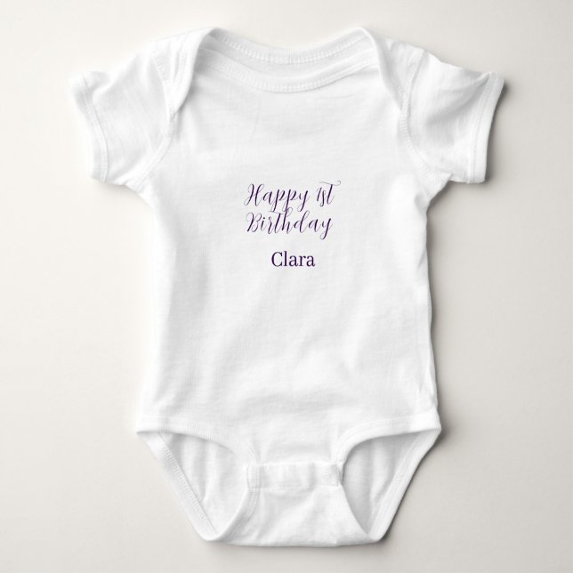 Happy 1st birthday orange purple boho retro name  t shirt (Framsida)